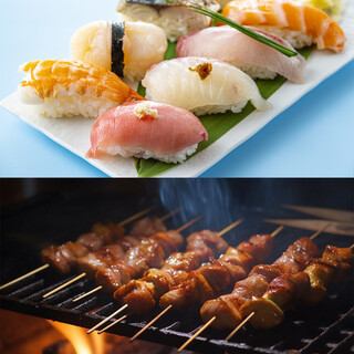 <All-you-can-eat yakitori and sushi!> 95 items, 4,000 yen *Annotations included
