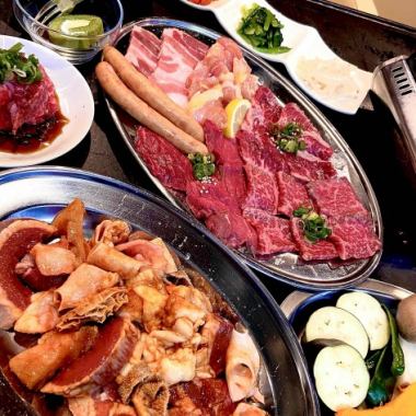 【人気メニュー食べつくしコース】6000円（税込）　アルコール飲み放題付き！