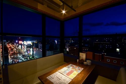 Overlooking the night view of Sapporo from the 14th floor