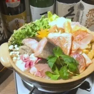 [All-you-can-drink included] ~Premium brand boneless dried fish hot pot~ Exquisite dashi chanko hot pot + extra-large dried blackthroat seaperch course