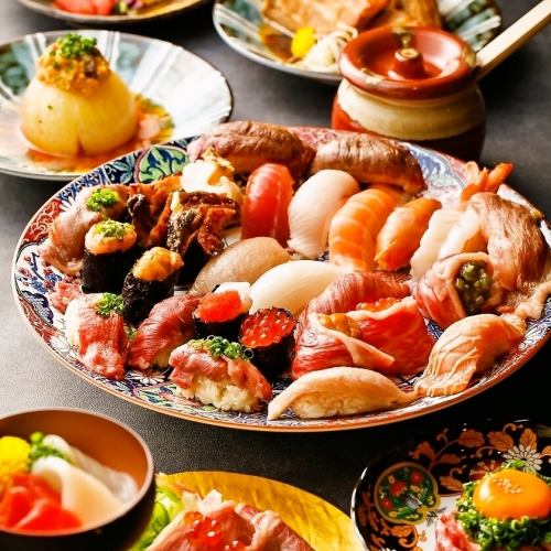 ■Seafood sushi x meat sushi