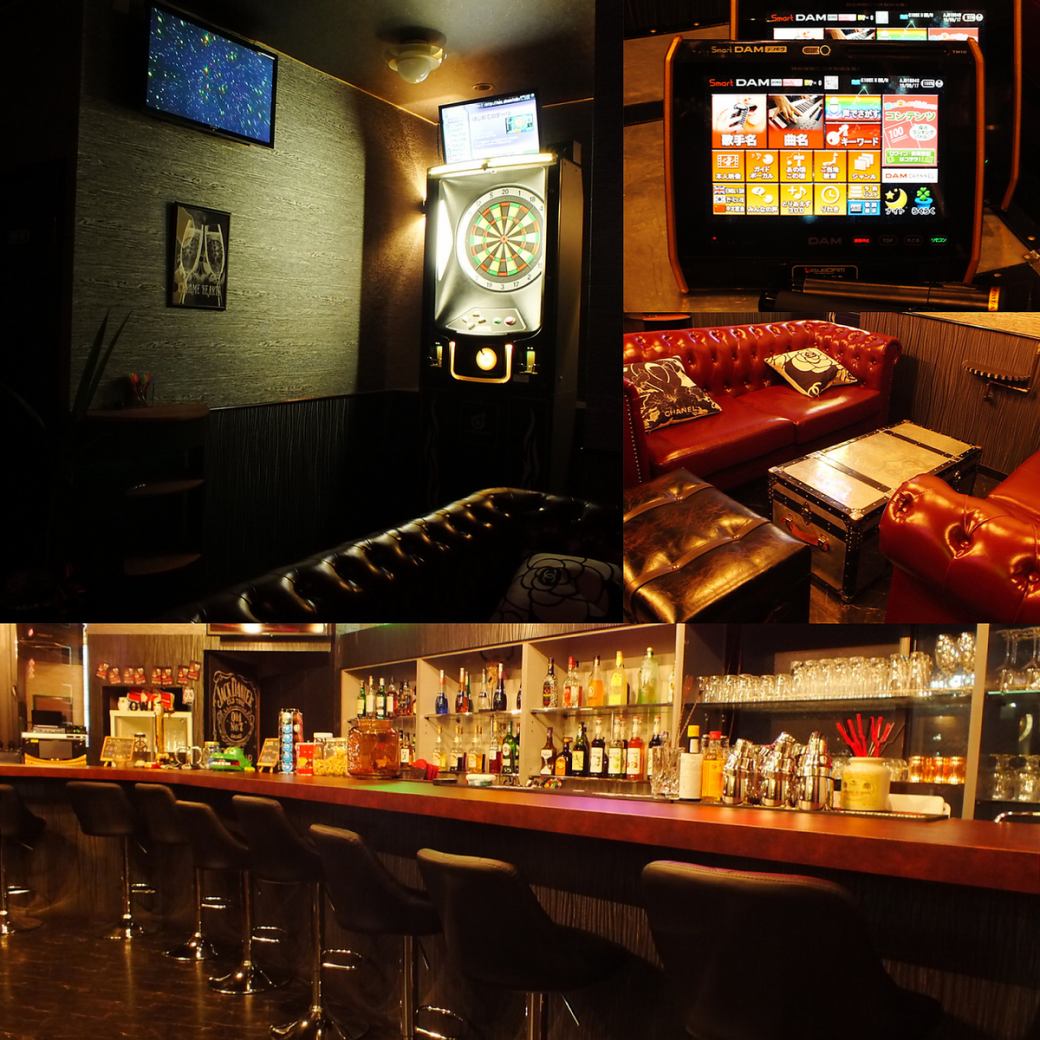 Recommended for the second party ♪ Bar where you can enjoy authentic alcohol and karaoke x darts until morning