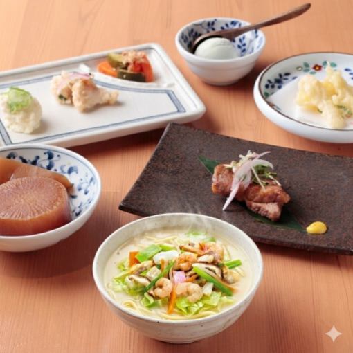A satisfying 4,500 yen course (with 120 minutes of all-you-can-drink) that ends with our hugely popular champon lunch.