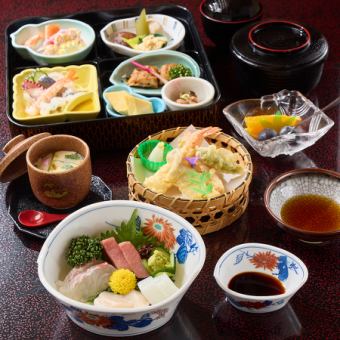 得！《ポッキリセットプラン》上花ご膳+飲み放題(120分)造り4種盛や季節のご飯など7000円(税込)