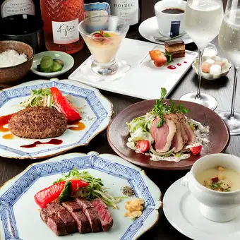 【Lunch】《紬tsumugi》 국산 소 샐로인 or 아와지 소 햄버거, 디저트 등 전 5품◇2,500엔
