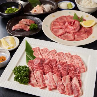 おすすめ◆紋次郎Cセット◆黒毛和牛炙り寿司や特上ロースや特上カルビなど食べ比べ♪4950円