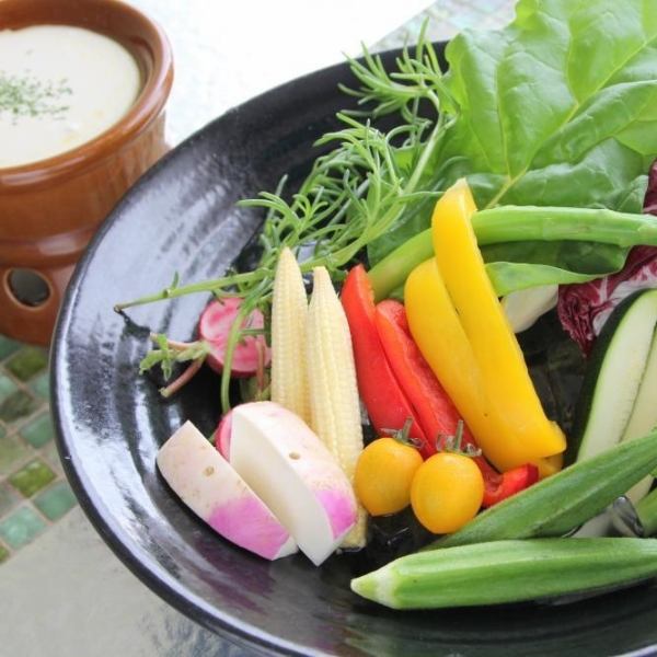 契約農家から仕入れる新鮮野菜の特製バーニャカウダ
