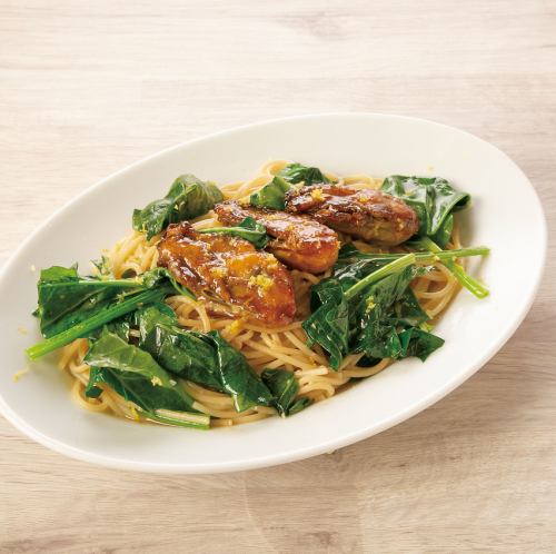 牡蠣とほうれん草の醤油バターソース スパゲッティ ～柚子の香り～