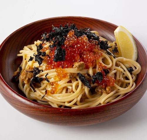 うにと漬けいくらのスパゲッティ