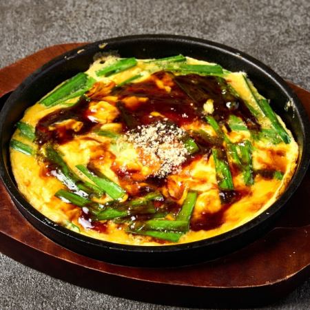 鐵板韭菜雞蛋黑醋汁