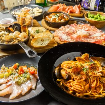 《誕生日・女子会・サプライズ・宴会に♪》2H飲放特製プレート付ハンバーグ×選べるパスタ等7品