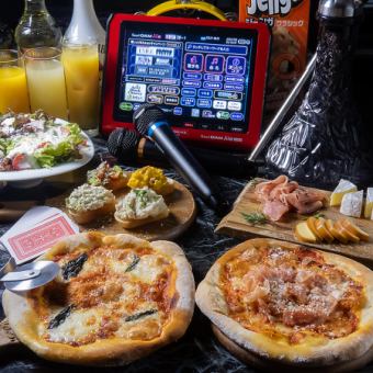 包廂保證!披薩自選,或以優惠券可享特價套餐。 5道菜及2小時無限暢飲,5,500日圓(含稅)