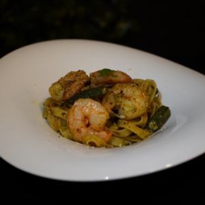 Okra and Shrimp Genovese Pasta