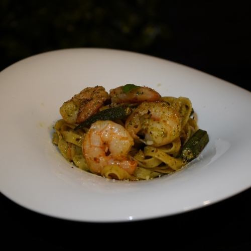 Okra and Shrimp Genovese Pasta