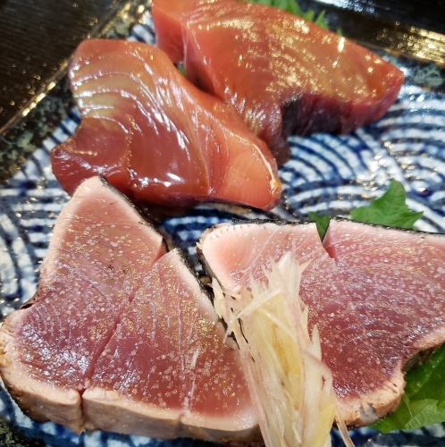 漬カツオと塩カツオ二種盛り