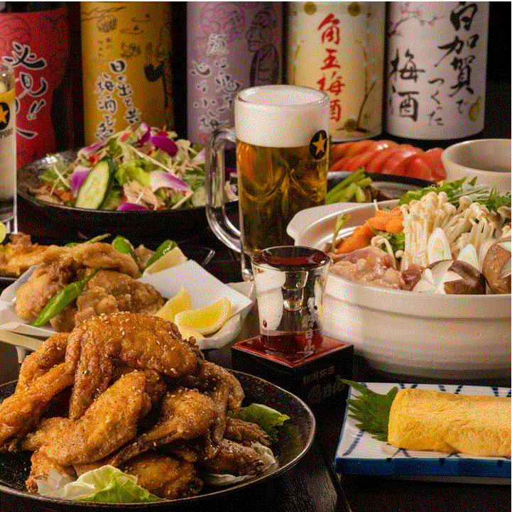 【2名様からOK！】【お気軽コース】名物手羽先2種盛り含むお料理6品＋2時間飲み放題付！