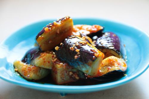 Fried eggplant with sweet and spicy sauce