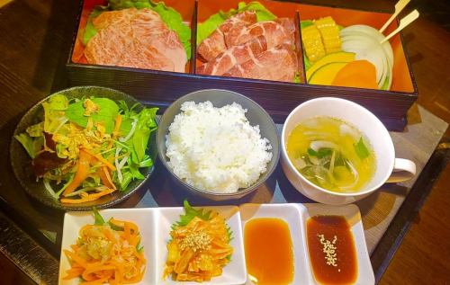 ~Lunch with 2 types of Japanese beef lean~