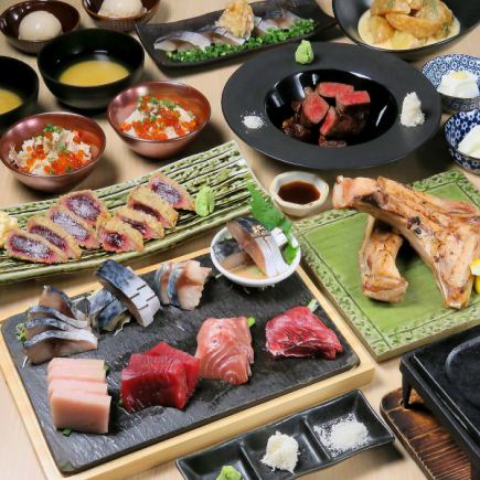 Bluefin tuna and fatty mackerel course♪ 9 dishes in total, 120 minutes, all-you-can-drink for 6,500 yen (tax included)!!