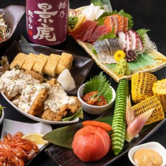 [2 hours all-you-can-drink included] 5,500 yen luxury course with 9 dishes including horse meat yukke and 5 kinds of fresh fish