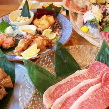 【附2小時無限暢飲】6,600日圓、11道菜、國產牛排&7塊鮮魚、終極套餐