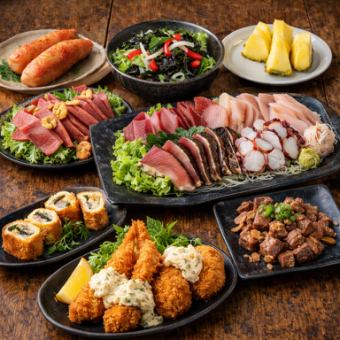 【2.5時間飲み放題付き】6600円全11品　黒毛和牛のステーキ＆鮮魚7点盛り　極みコース