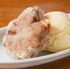 Fried maple leaves and vanilla ice cream