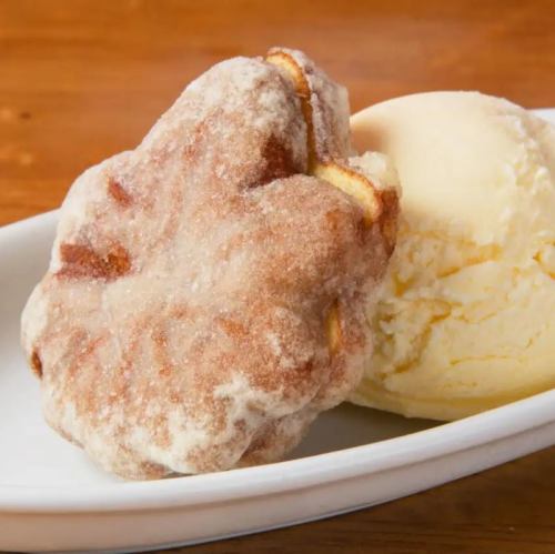 Fried maple leaves and vanilla ice cream