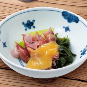 Firefly squid and green onions dressed in vinegared miso sauce