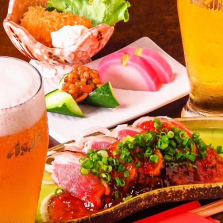 【月-木限定】ちょっと贅沢晩酌セット♪2500円♪生ビール2杯＋肉料理＋刺盛＋小鉢