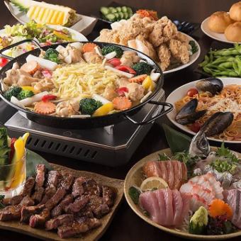 【3H飲み放題付】刺身5種やローストビーフにチーズタッカルビor鍋が選べる豪華10品コース！