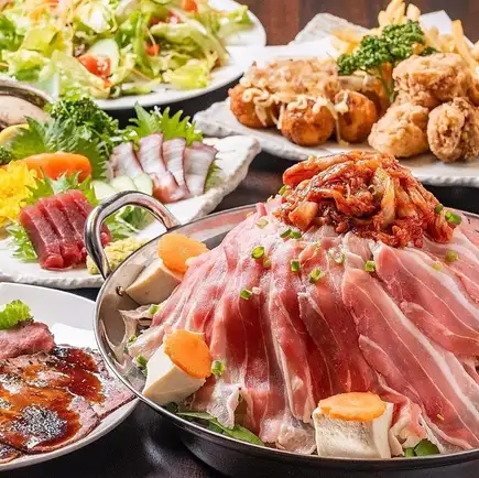 【3H 음료 무제한 포함】회 5종이나 로스트 비프에 치즈 술 칼비 or 냄비를 선택할 수 있는 호화 10품 코스!