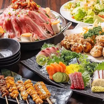 [Friday & Saturday] 2-hour all-you-can-drink included! A luxurious course featuring a 5-kind sashimi platter, your choice of hot pot, and dessert! Same-day reservations are welcome!