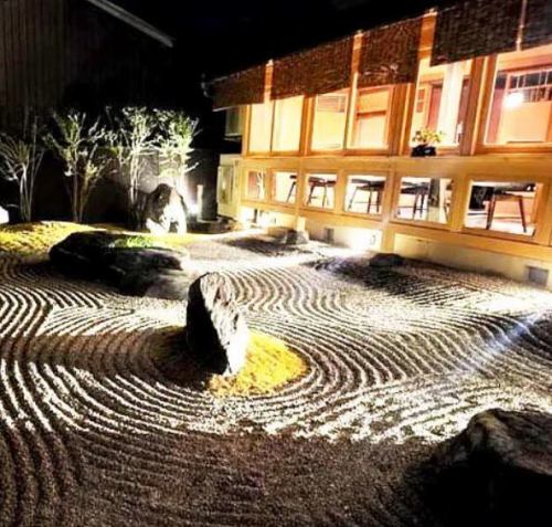 A space overlooking a dry landscape garden