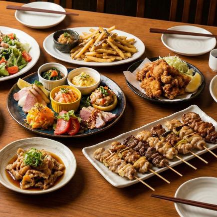 E【3時間飲み放題付】鮮魚・筑波地鶏・名物の焼き鳥コース【3990円→2990円】金土祝前不可