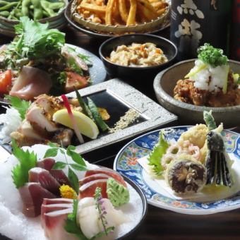 <日～木限定>【2H飲付】宴会コース◆朝取鮮魚4種・秋鱧天ぷら,定番料理等4800円(税込)