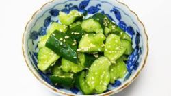 Seared cucumber with sesame and salt