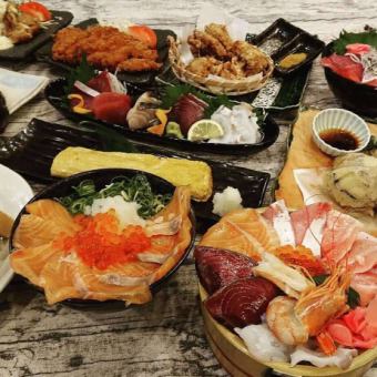 お造りや揚げ物、ビールや地酒の約140種が食べ飲み放題★魚右衛門の食べ飲み放題コース⇒4950円