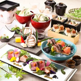 500 yen off for lunch parties only | Lunch special price for the "U no Toki Course" with 8 winter sashimi dishes and up to 3 hours of all-you-can-drink