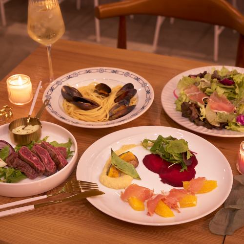 ハラミとムール貝のコース