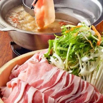Six black and white pork shabu-shabu gozen (loin, rose, thigh, seasonal vegetables, rice, 2 types of soup of your choice) (1 serving)