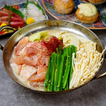 【3小时畅饮】“时令美味套餐”,包含3种新鲜刺身和3种火锅,共8道菜,原价4,480日元,现价3,480日元