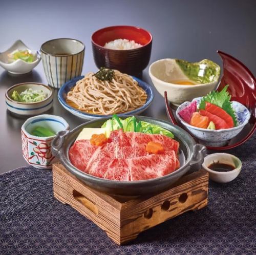 [Hida Beef] Sukiyaki and Sashimi Set Meal
