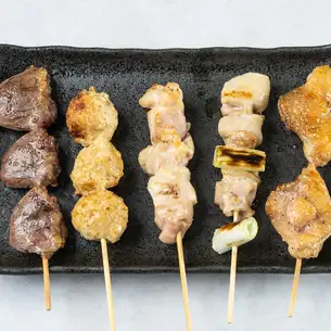 焼鳥5本セット［ねぎみ・とりみ・つくね・こころ・かわ　各1本ずつ］