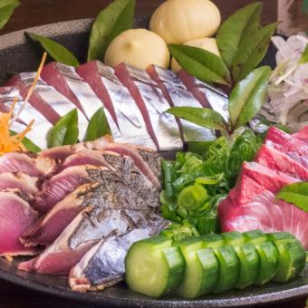 Assortment of three kinds of sashimi