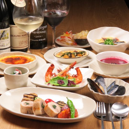 誕生日や記念日に…★メッセージプレート付《お肉料理も魚も豪華に愉しめる記念日コース》5000円