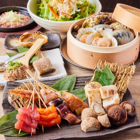 鮮魚や炉端焼き、ホタテにザンギなど【ご当地グルメ堪能コース】 8品 5,000円 3時間飲み放題