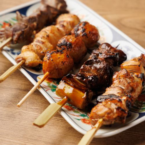 First off, try this! Standard yakitori menu items such as skin, heart, and thigh at reasonable prices!