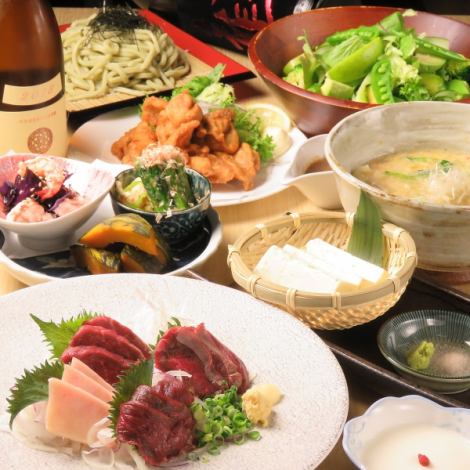 [Manager's recommendation! Enjoy 5 types of horse meat and obanzai] 7 items in total including obanzai and 5 types of horse meat assortment 4000 yen