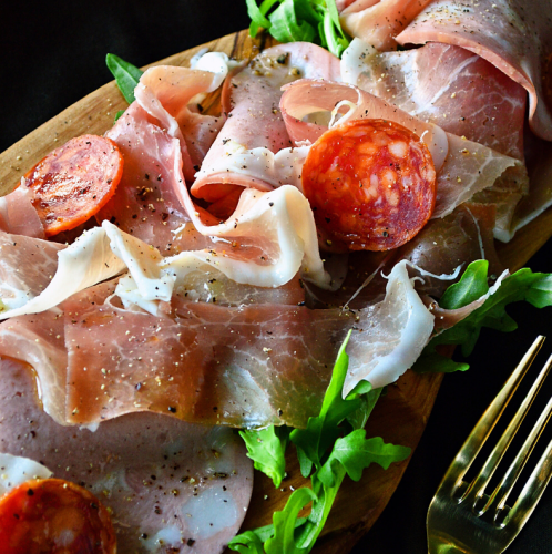 Assorted freshly cut Parma ham